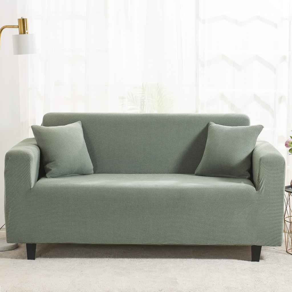 Premium Jacquard Sofa Cover for 1/2/3/4 Seater Thick Polar Fleece Fabric Elastic Fit Solid Print L Shape Corner Couch Protector
