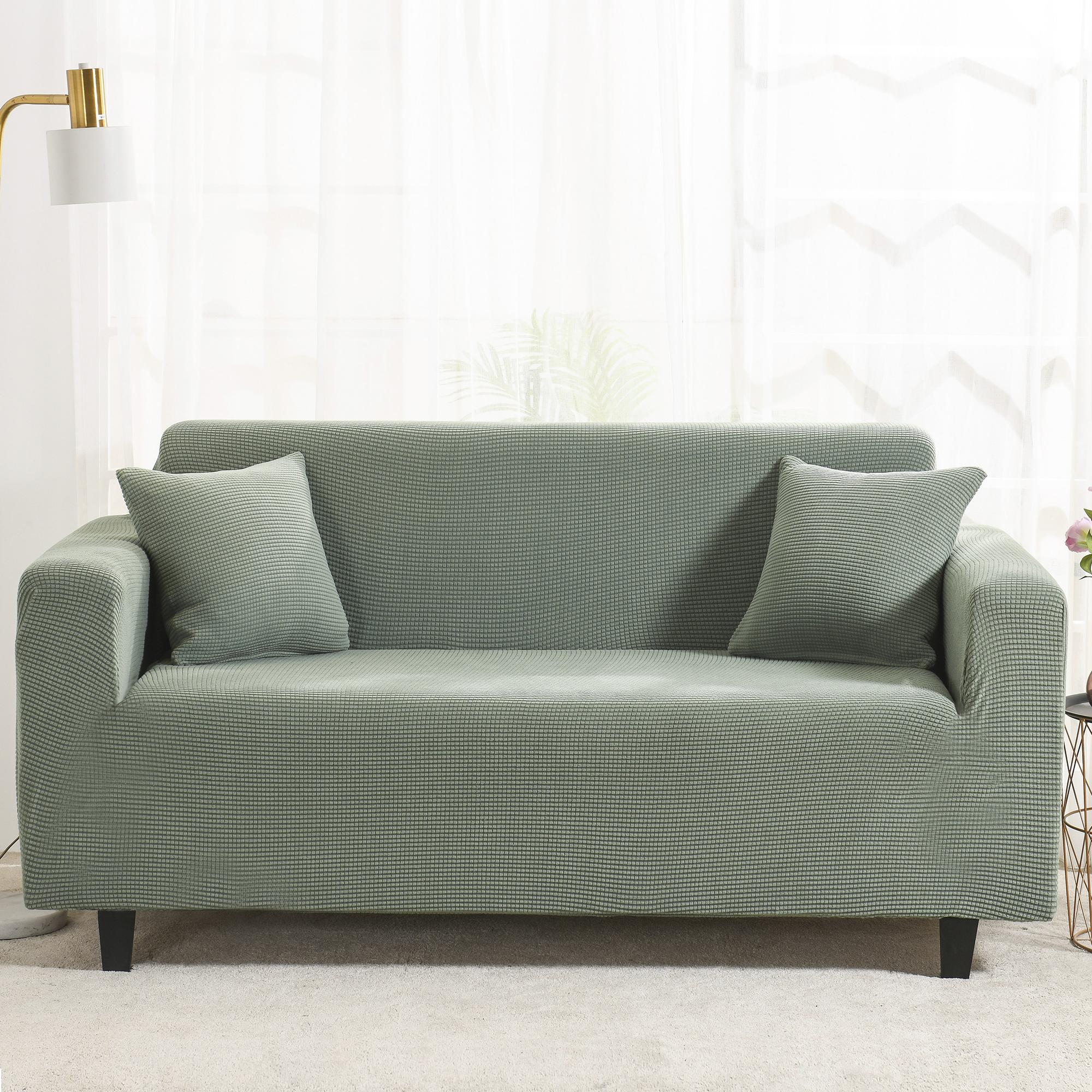 

Эластичный жаккардовый чехол на диван, мягкий полар-флис, прочный, подходит для 1/2/3/4-местных и угловых диванов, однотонный принт 1-seat 90-140cm зелёный