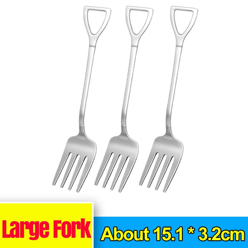 10/1PCS Stainless Steel Forks And Spoon Creative Shovel Shaped Spoons Dessert Fork Ice Cream Scoops Home Tableware Cutlery Set