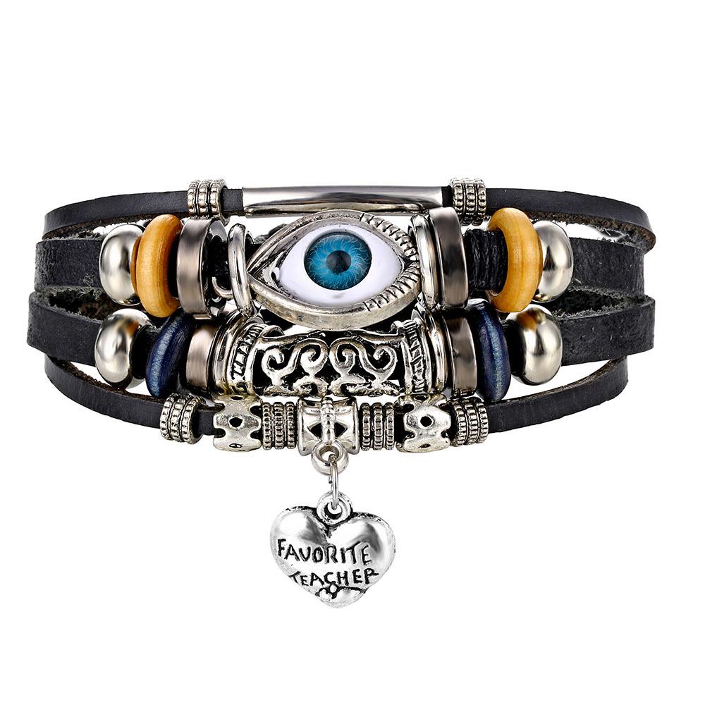 Schmetterling Stern Mond Anhänger Vintage Mehrschichtiges Lederarmband