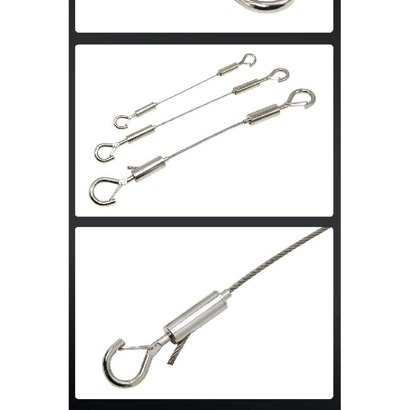 1.5mm/2mm/3mm stainless steel wire rope with adjustable spring hook, clothesline hanging rope