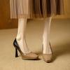 European and American banquet waterproof table high heels 2026 spring and autumn patent leather color matching square head thin heel light mouth 