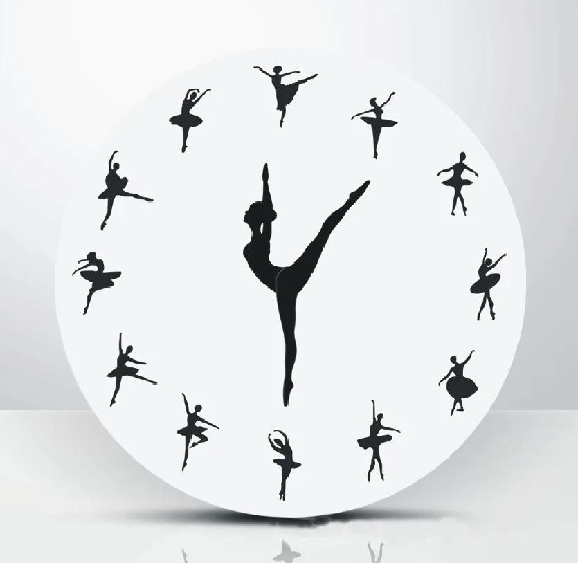 1pcs Clock Ballet Dancer Ballerina Acrobatics Table 30x30cm As a Gift Wall Clock Modern Design Children's Room Decoration
