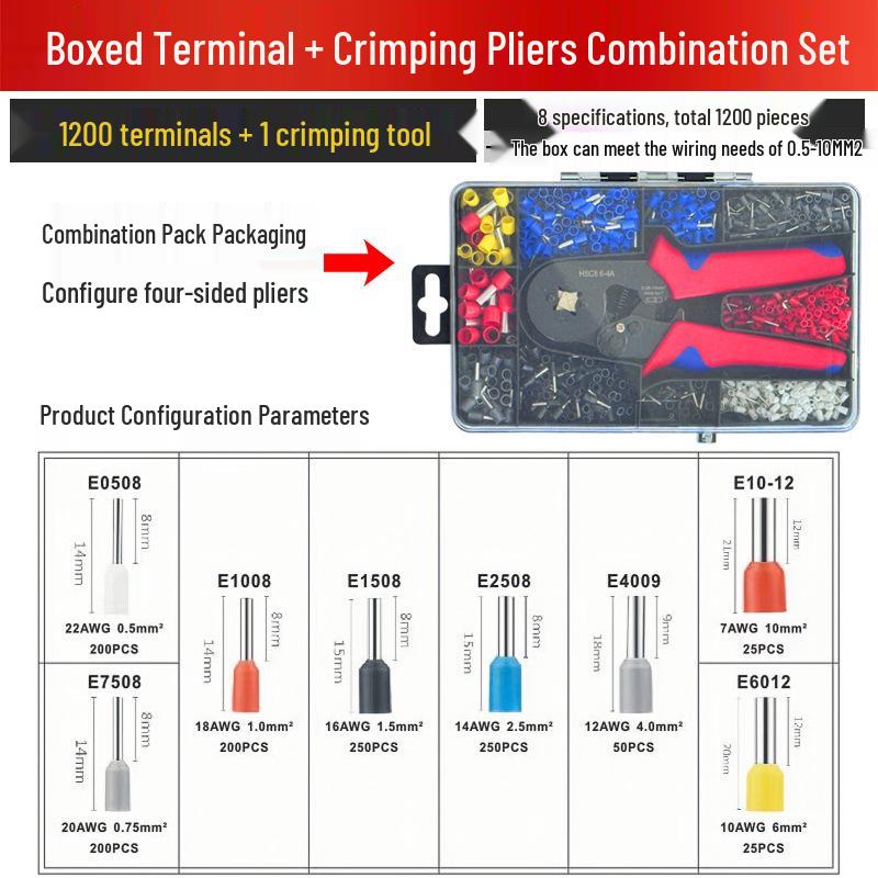 HSC8 6-4 Insulated Tubular Terminal Crimping Pliers Set