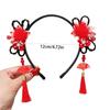 Flower Children Wig Headband Tassel Tang Suit Hair Hoop Chinese New Year Headwear Girl Hair Accessories Red Bow Hairband Girls