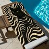 Black cat and abstract stripe pattern polyester microfiber beach towel is highly absorbent, suitable swimming and beach outings