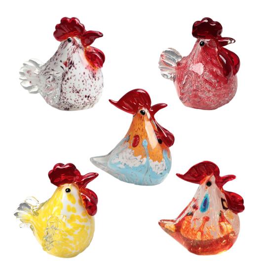 Ручна розписна керамічна фігурка півня Статуетка курки в стилі фермерського будинку Реалістична скульптура тварини Декорація для полиці, столу вдома та в офісі