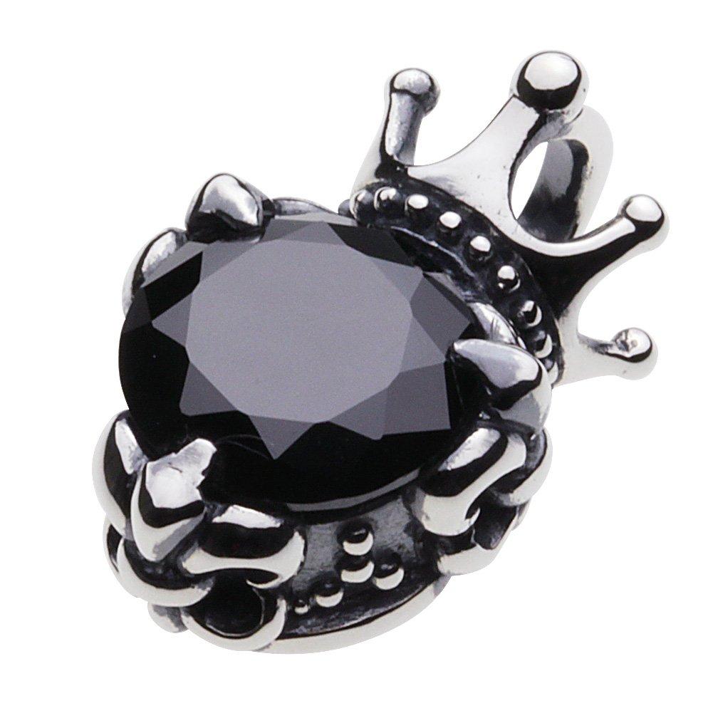 

Stone Crown Pendant Black Zirconia 925 Silver p0204 [Cenote] [Silver Accessories]