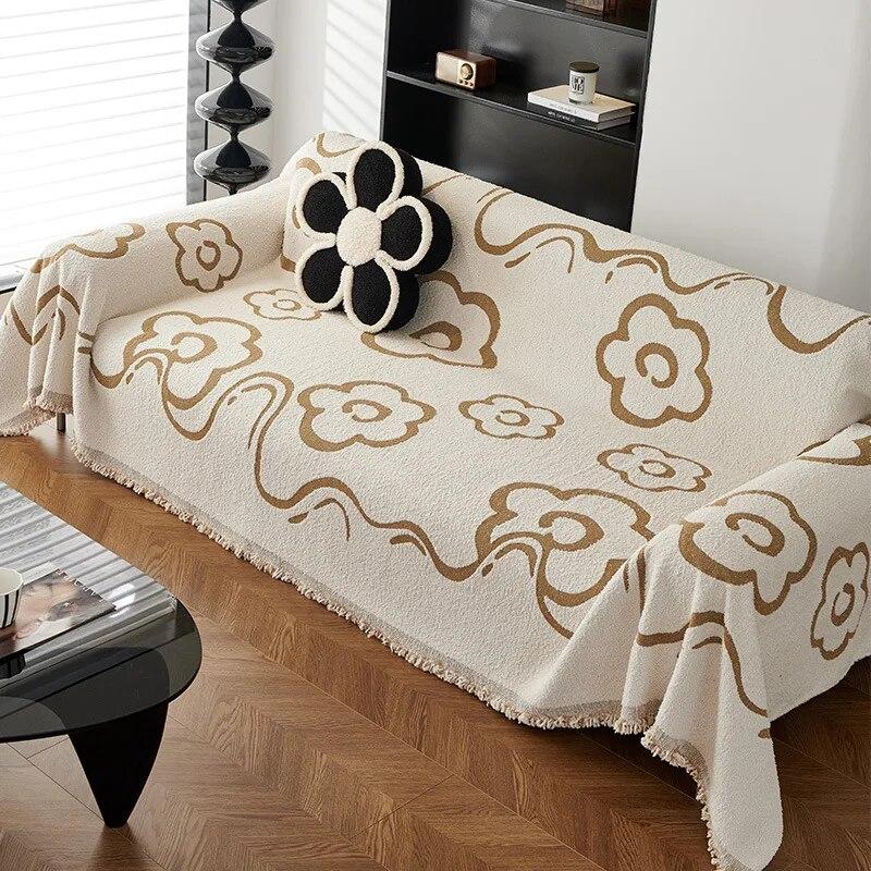 

Полотенце для дивана из бархата с половинным краем, новый чехол в форме цветка, многофункциональный универсальный противоскользящий чехол, цельный простой чехол для подушки 180x130cm1pcs