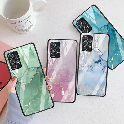 Marble Pattern 3 Glass Case For Samsung Galaxy A52 A71 A50 A51 A70 A21s A31 A72 A10 A12 A30 A22 5G Phone Cover