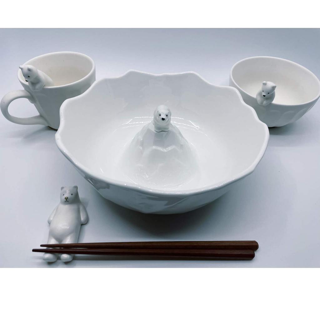Sun Art Cute Tableware Polar Bear Somen 20cm SAN2074 "Arctic" Bowl, Medium, Diameter, White,