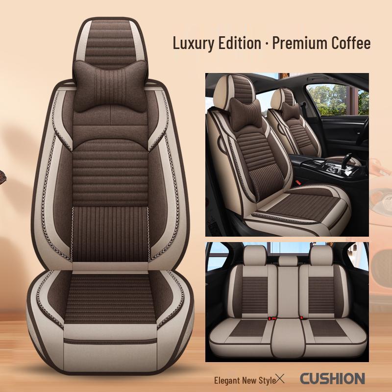Thickened Linen Car Seat Cushion Cover for Summer