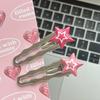 Nowa koreańska różowa spinka do włosów w gwiazdki dla kobiet Y2K słodka fala metalowa spinka wsuwka dziewczyna urocze akrylowe akcesoria do włosów