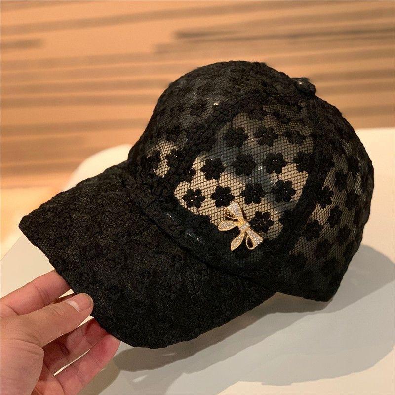 

Women s Summer Lace Baseball Cap with Bow Mesh Breathable Wide Brim Sunshade Cap Stylish Summer Thin Lace Hat for Ladies 54-58cm