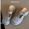 Soft Leather Version~ Thick-soled Heightened Non-slip Soft-soled Cool Slippers Women's 2025 Summer New Outer Wear Beach Shoes Hole Shoes