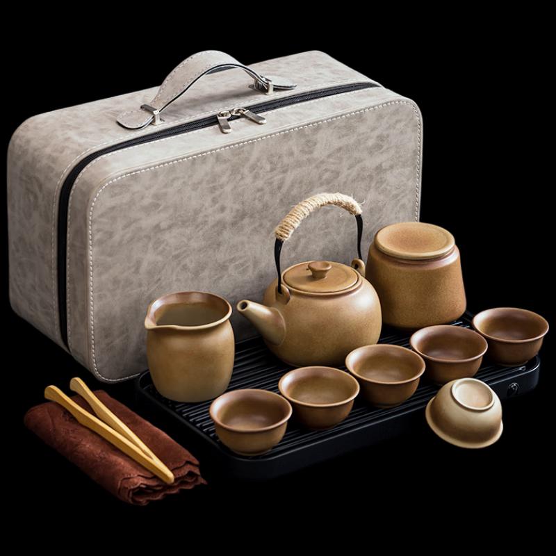 Wo Ding Coarse Pottery Kung Fu Travel Tea Set