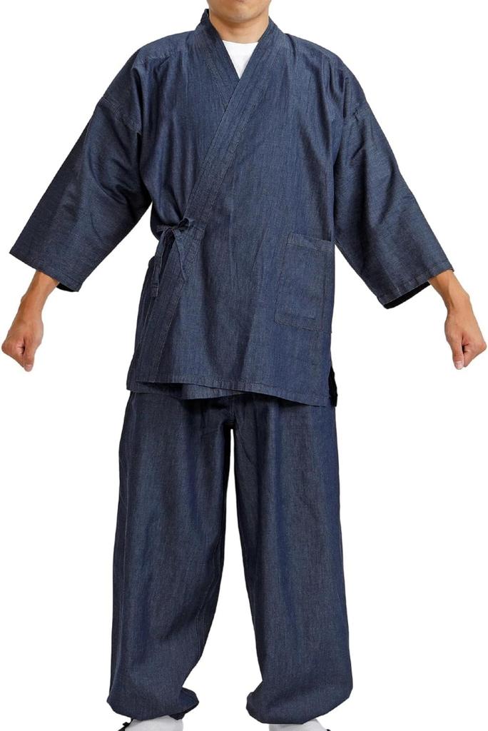 Edoten Men's Samue Denim, 4.5 Oz. Lightweight Denim (100% Cotton), Soft with Pre-Dyed Fabric, Navy Blue, Size 3L