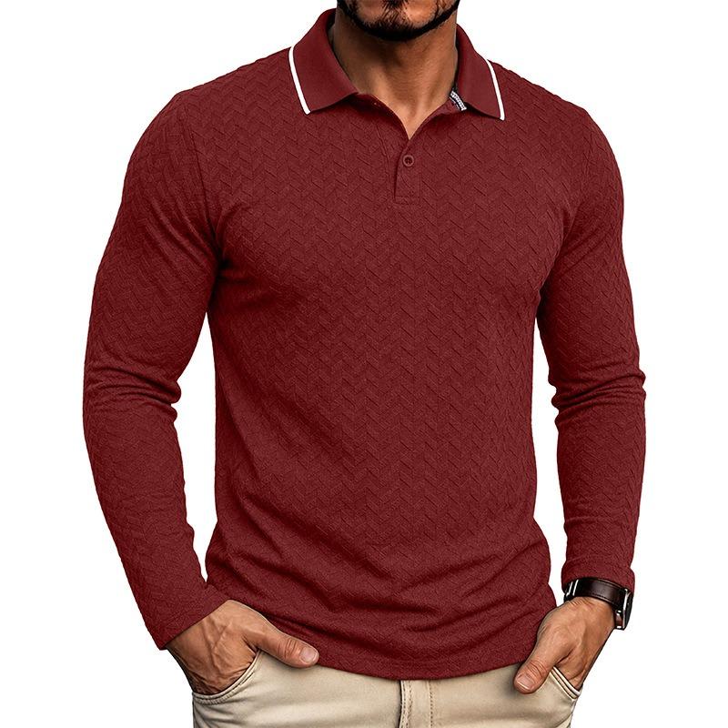 Men S Long Sleeve Vintage Plus Size Polo Shirt Jacquard Casual Top