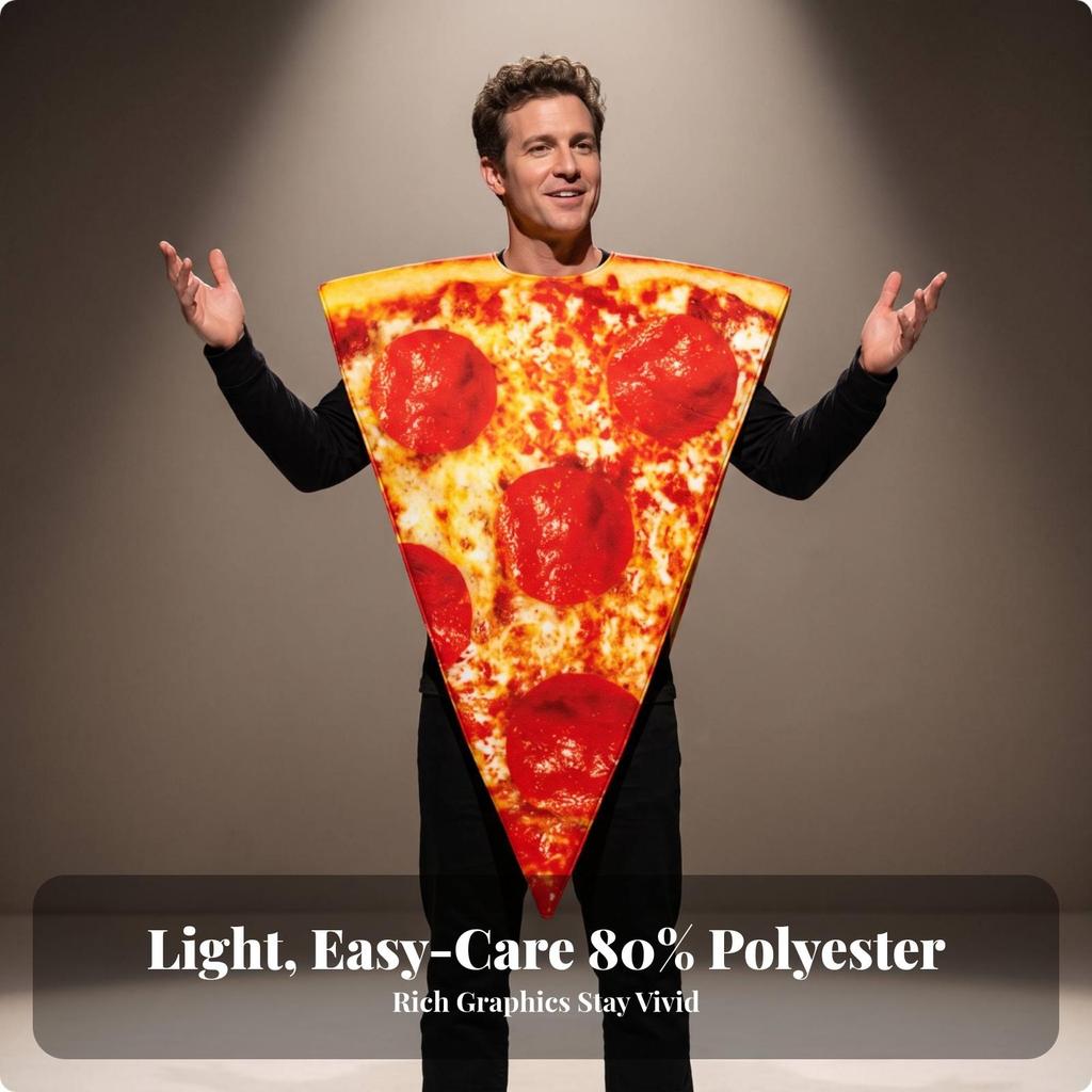 Pizza Costume Vibrant Slice Full-Body for Cosplay, Stage Wear, Men