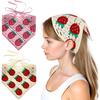 2pcs Crochet Headband,Knitted Strawberry Bandana Headband Boho Headscarf Vintage Head Kerchief for Women Knitted Hair Bandanas Kawaii Vintage