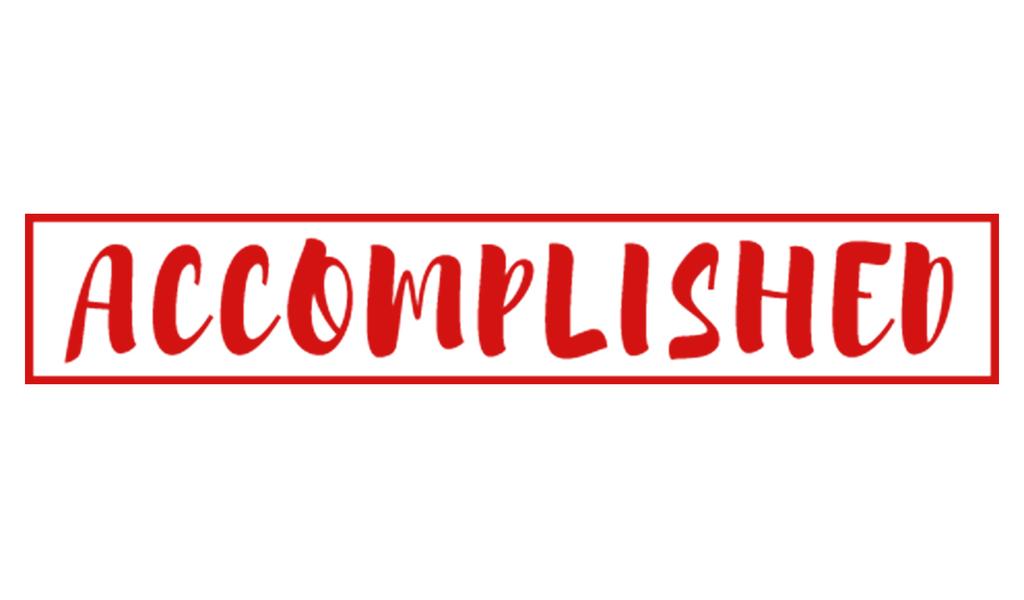 Printtoo Accomplished Self Inking Rubber Stamp Pre-Inked Office Stamp- Home Office Business Stationery, Black- 42 x 9