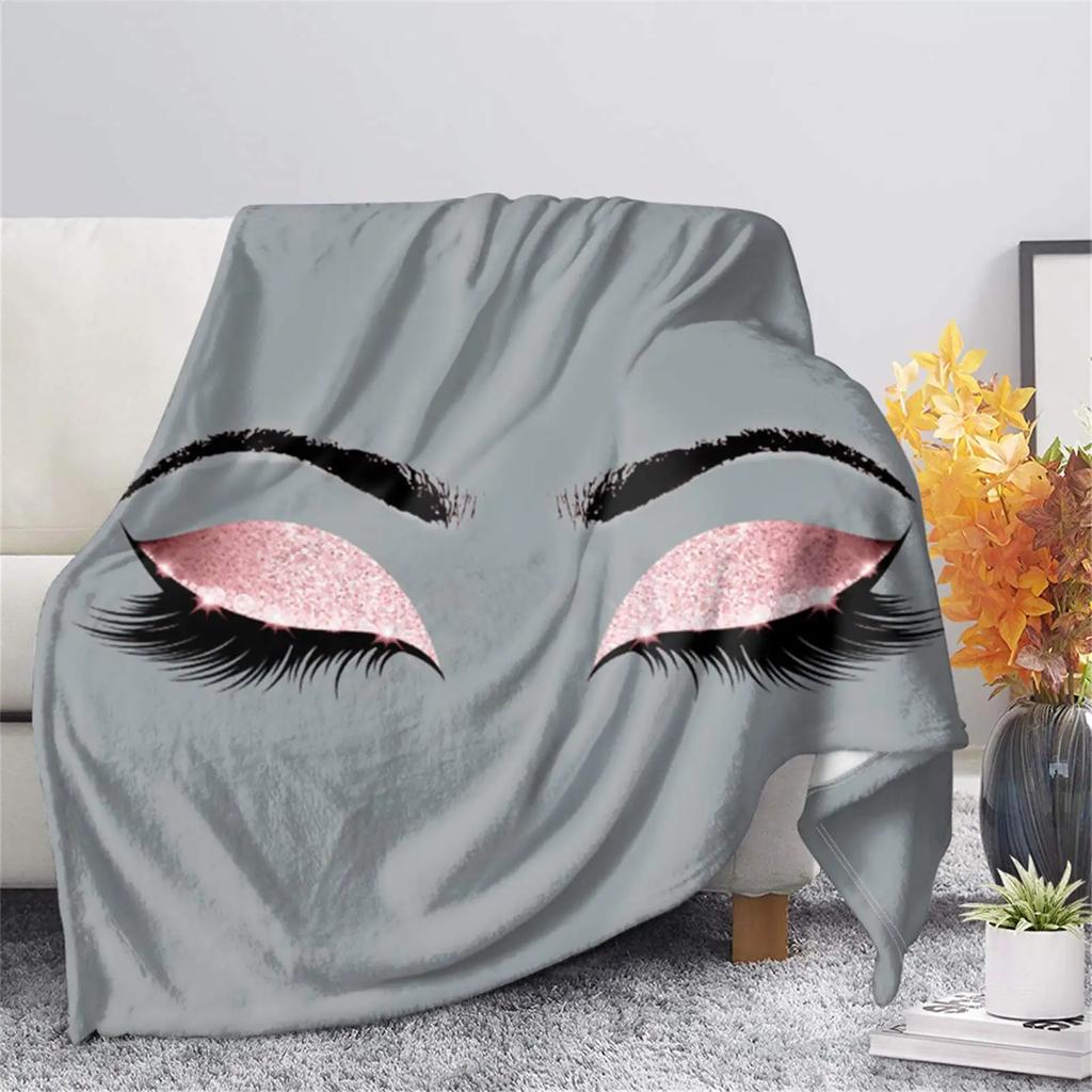Abstract Closed Eyes Cute Eyelashes Blanket Lightweight Blankets All Season Throw Blanket for Couch Bed Soft Flannel Blanket