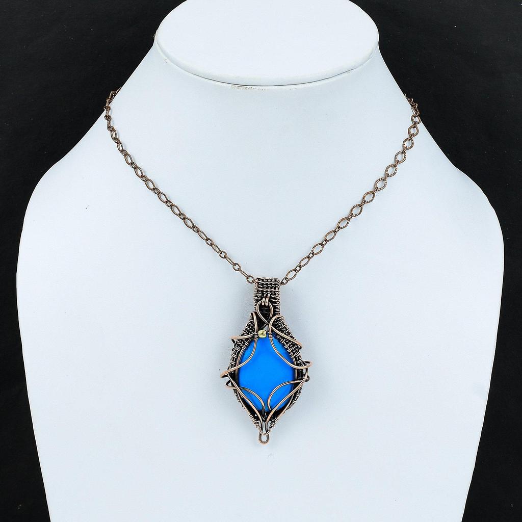 Sleeping Beauty Turquoise Pendant Copper Wire Wrapped Pendant Handmade Unique Pendant Copper Jewelry For Women Gemstone Pendant Gift For Her