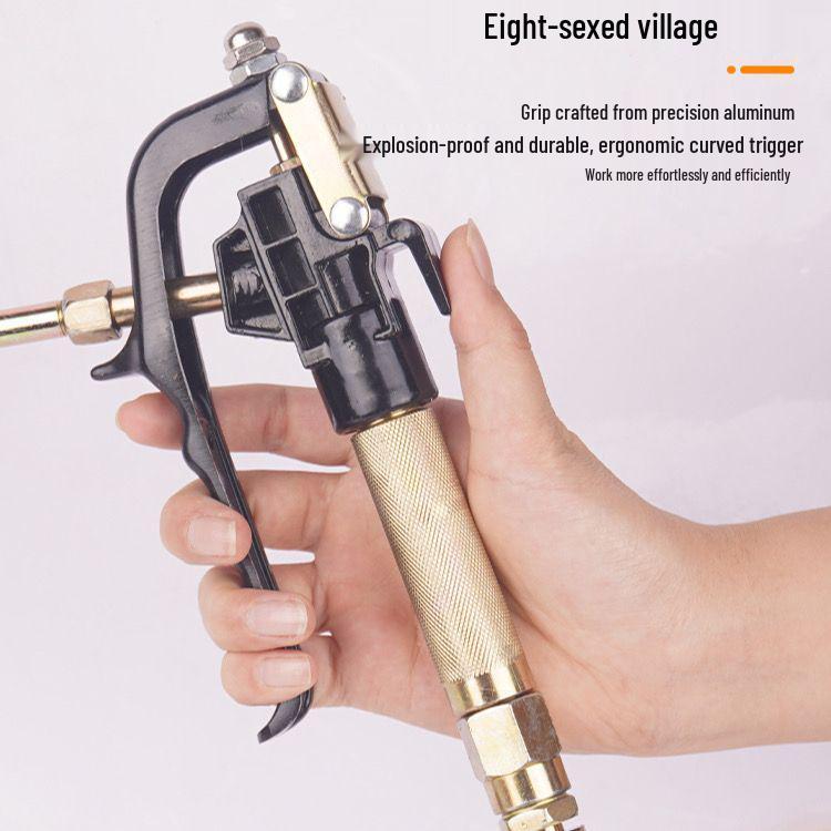 Universal High-Pressure Pneumatic Electric Grease Gun Nozzle with Aluminum-Iron Grip and Accessories
