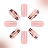 24x Sweet Full Cover False Nail Flower Press On Nail Medium Square Stick on Nail Acrylic Nail for Valentines Day