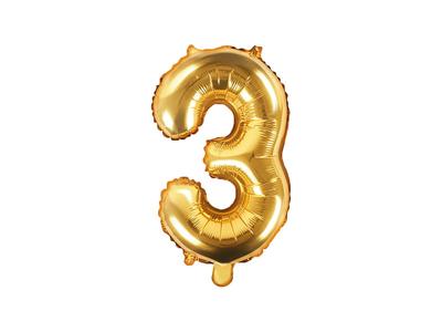Gold Foil Balloon Number "3" 35 Cm