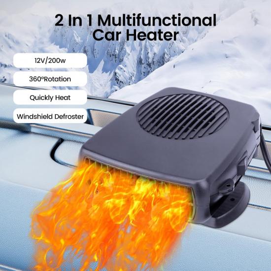 Car Heater,200W 12V Portable Fast Heating Auto Car Heater Defroster Windshield Defogger Automobile Windscreen Heater Plug in Cigarette Lighter 360