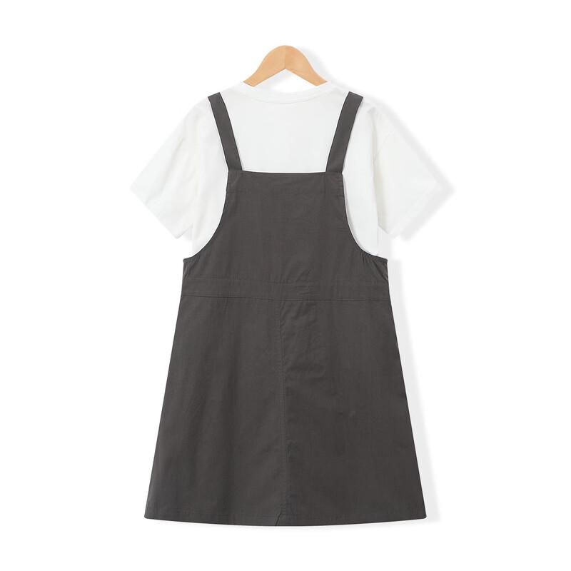 Montagut Girls' Summer 2026 Casual Overalls Dress & Tee Set