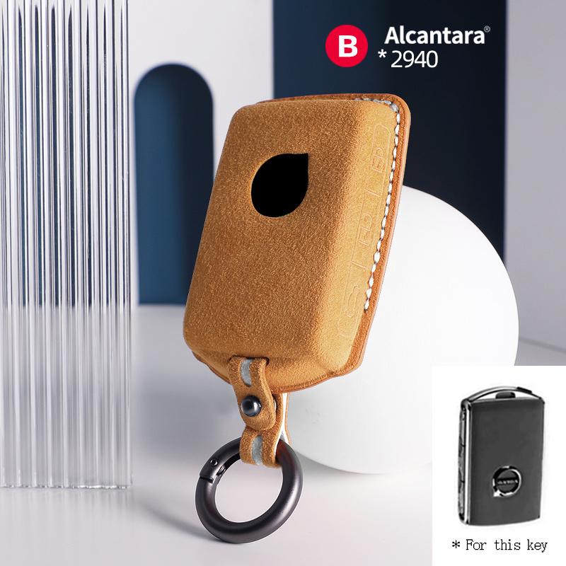 Interior Mouldings Alcantara For Volvo S90 S60 XC60 XC40 V60 V90 Car Key Case Holder Cover Shell Suede Keychain Remote Protector