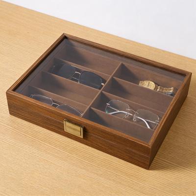8 Slot Sunglass Organizer Eyeglasses Display Case Multipurpose with Clear Lid Glasses Holder