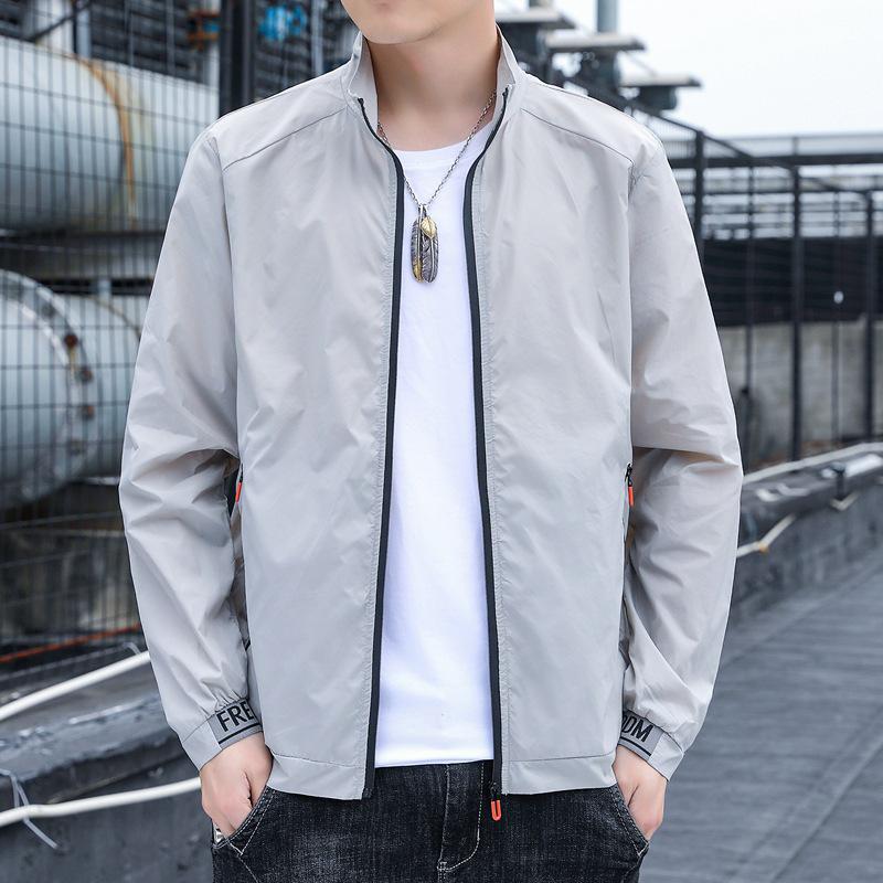 

2023 Мужская летняя легкая куртка-скин: Модная повседневная куртка с защитой от солнца 2XL серый