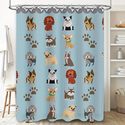 Decorate Your Bathroom with These Cute Dog Print Shower Curtains