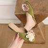 Flannelette Round Toe Shallow Mouth Flower Semi-Slip Women's Fashion Soft Sole Non-Slip Slippers