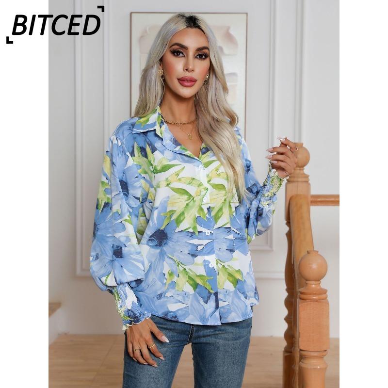 BITCED Women's Fashion Casual Long Sleeve POLO Neck Blouses & Shirts