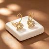Versatile Retro Heart Hollow Gold-Plated Titanium Steel Diamond Earrings - Anti-Allergy
