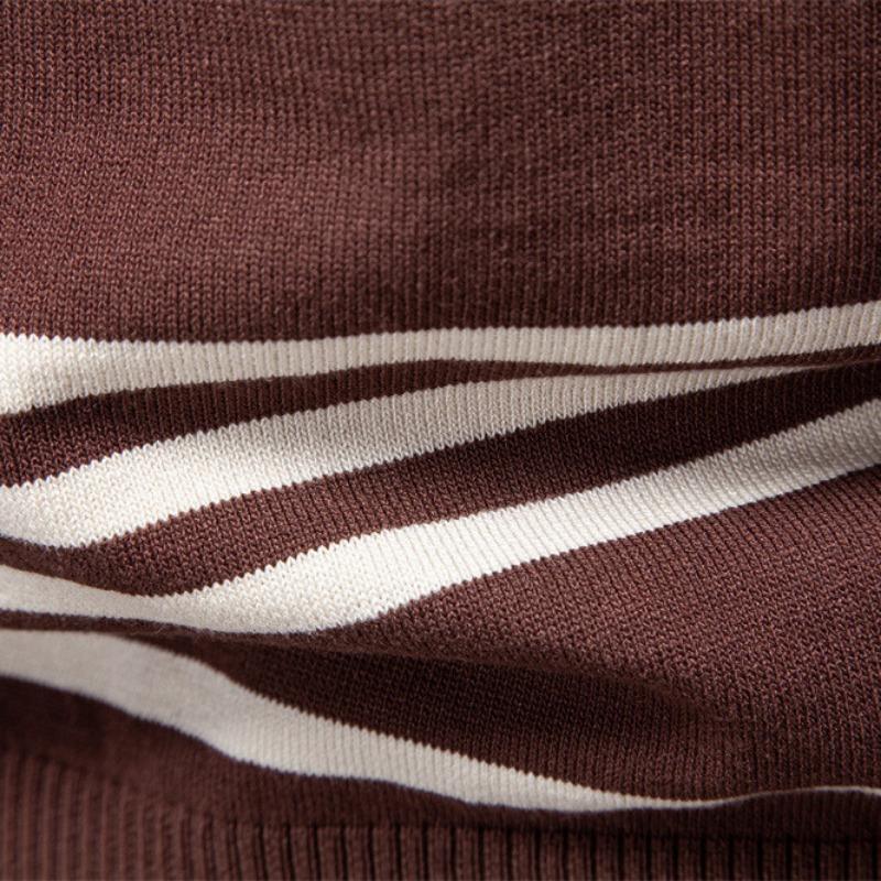 Nový klopový pánský svetr polo na půl zipu vysoce kvalitní barevně blokovaný pletený svetr