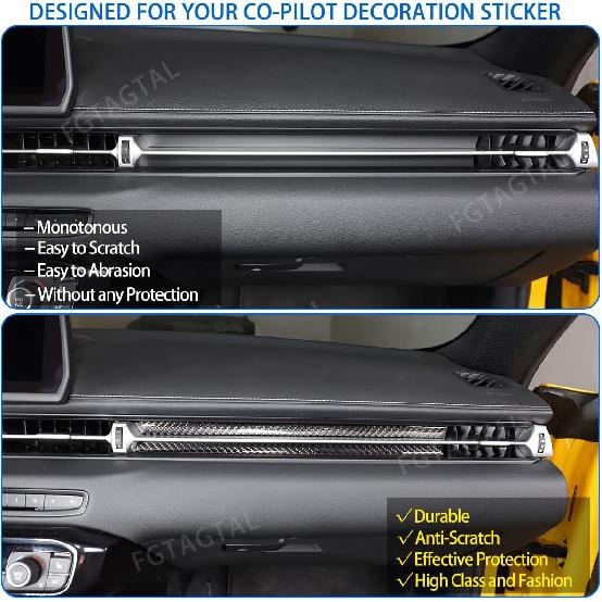 Compatible with Toyota Supra GR A90 A91 MK5 2019-2026 Soft Carbon Fiber Co-Pilot Center Console Decoration Strip, Car Center Console Air Outlet Trim