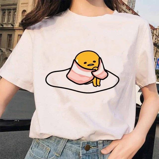 Harajuku Faules Ei Gudetama Aufdruck Damen Kinder T-Shirt Kurzarm Kawaii Gothic Weibliches Ästhetisches Oberteil Harajuku Stil Kleidung