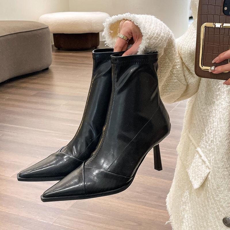 Autumn Women Stretch Ankle Boots Fashion Elegant Dancing Party Prom Shoes High Heel Women's Modern Short Booties