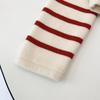 Women's Autumn Striped Knit Cardigan - French Style, Color Block, Loose Fit, Round Neck, Short Length, Long Sleeve Sweater Coat.