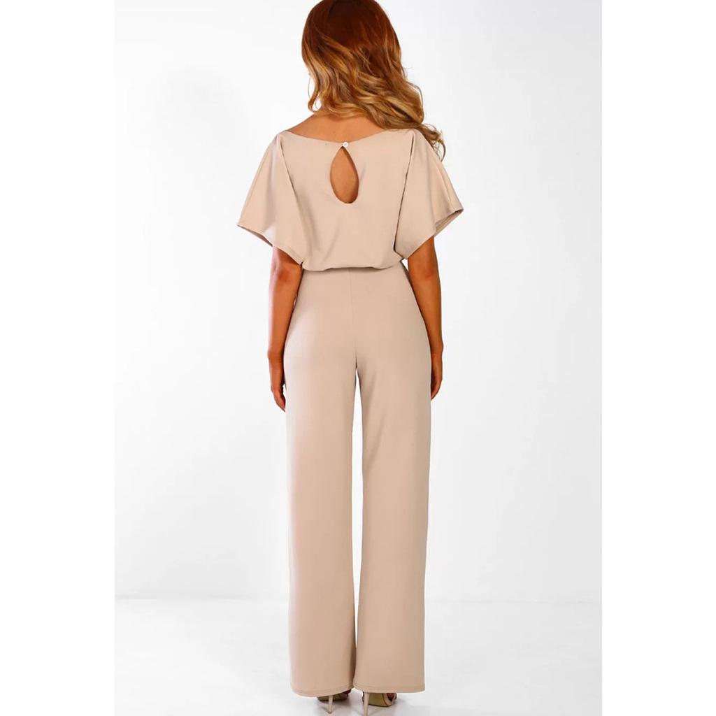 QICED Spring Summer Fashion Lace-up Short Sleeve Jumpsuit for Women