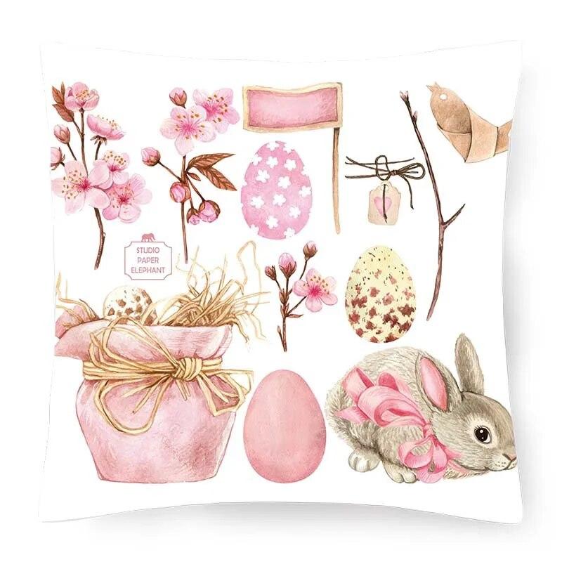 

2024 Пасхальная декоративная наволочка с принтом кролика и яйца, наволочка для гостиной, дивана, наволочка, украшение для спальни, комнаты, дома 40x40cm
