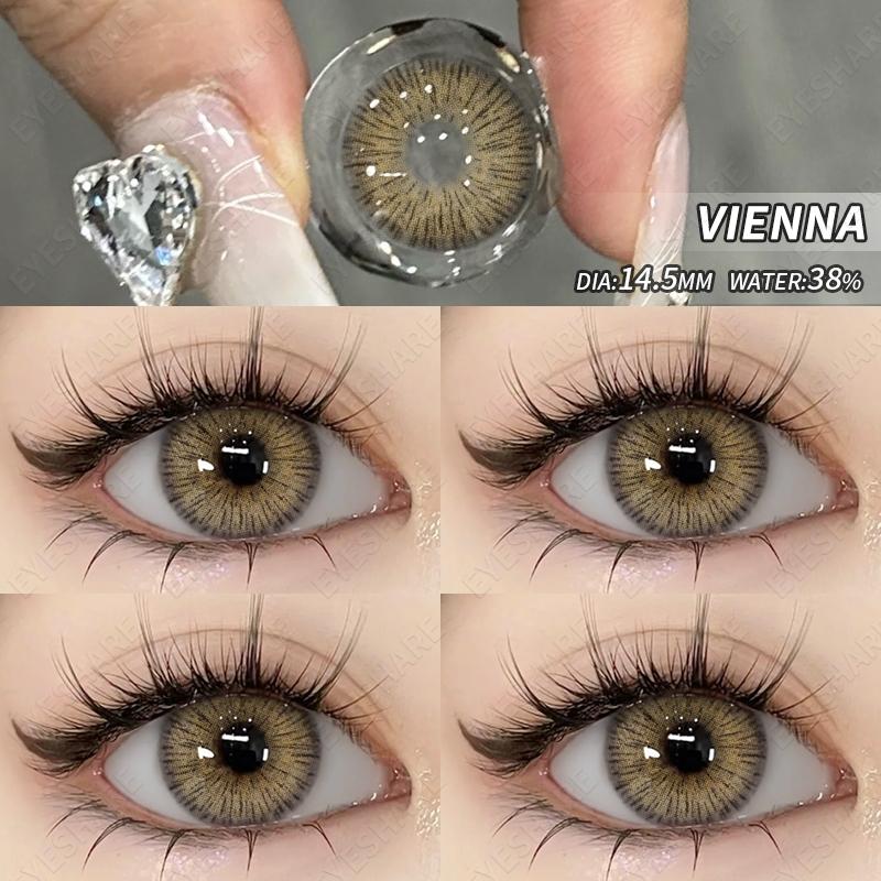 EYESHARE Brown Colored Contact Lens Natural Soft Contact Lenses for Eyes Fashion Decoration 14.2mm Yearly 2pcs=1 Pair