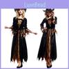 Elegant Halloween Witch Costume For Women Featuring Long Sleeves And Polyester Fabric