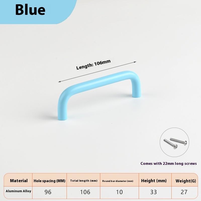 

Барвисті Прості Меблеві Ручки Шафи Ручки для Дитячої Кімнати Ручки-Кулі для Шухляд Сучасна Фурнітура з Алюмінієвого Сплаву Blue 106MM