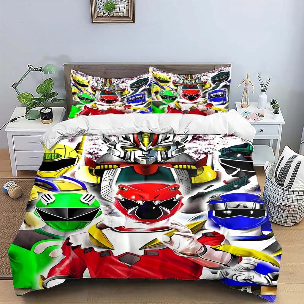 Super Sentai Hero Squad Duvet Cover Pillowcase Bedding Set Adult Boy Bedroom Decoration Children Gift Single Double Large Size
